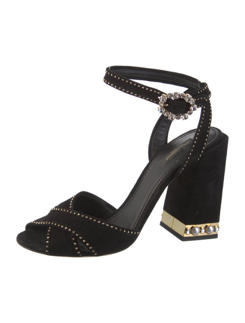 Dolce & Gabbana Suede Beaded Accents Sandals