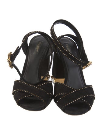 Dolce & Gabbana Suede Beaded Accents Sandals