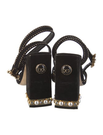 Dolce & Gabbana Suede Beaded Accents Sandals