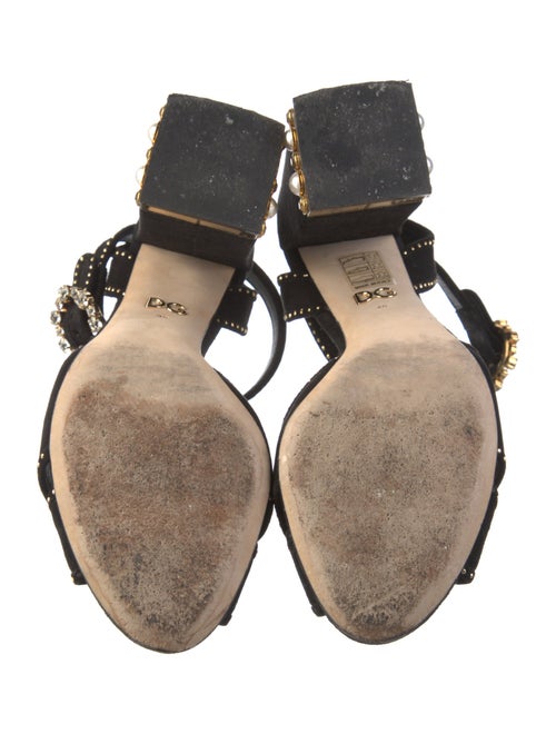 Dolce & Gabbana Suede Beaded Accents Sandals