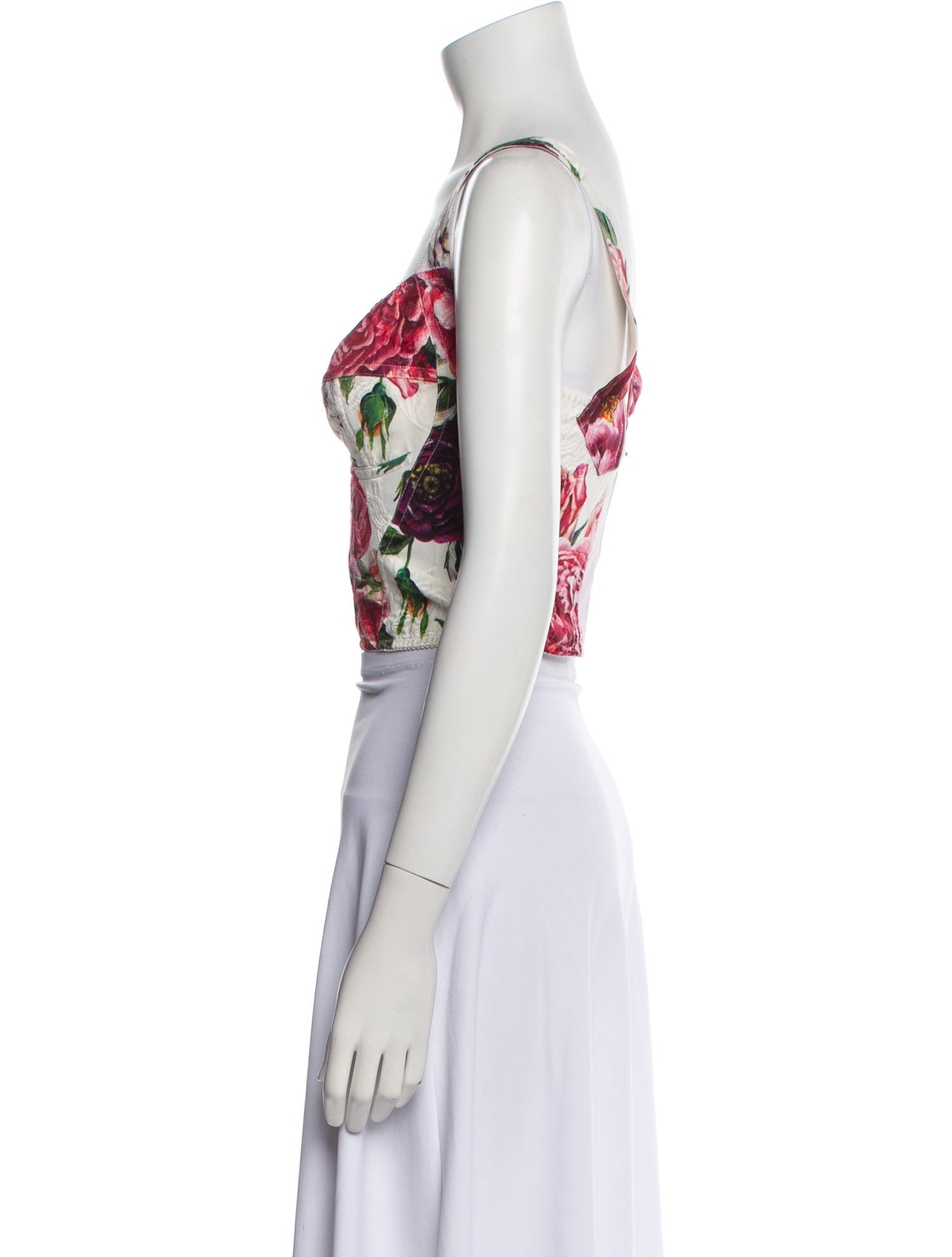 Dolce & Gabbana Floral Print Square Neckline Crop Top