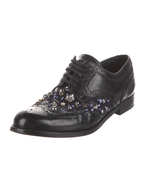 Dolce & Gabbana Leather Crystal Embellishments Oxfords