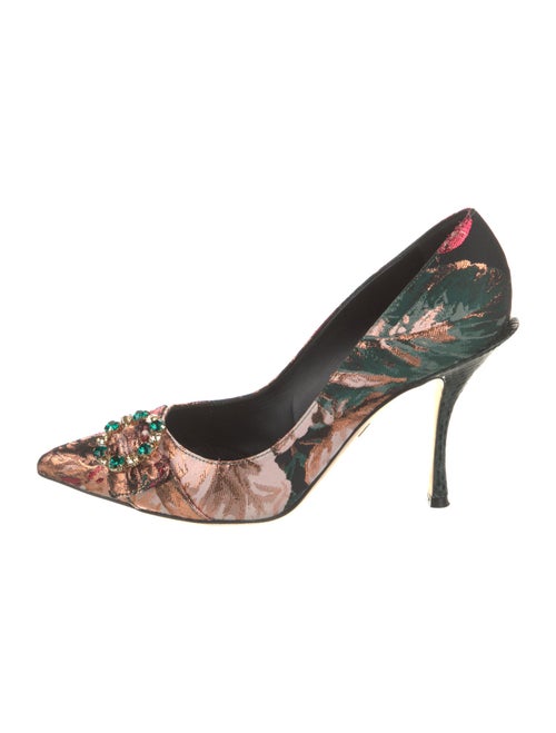 Dolce & Gabbana Floral Print Crystal Embellishments Pumps