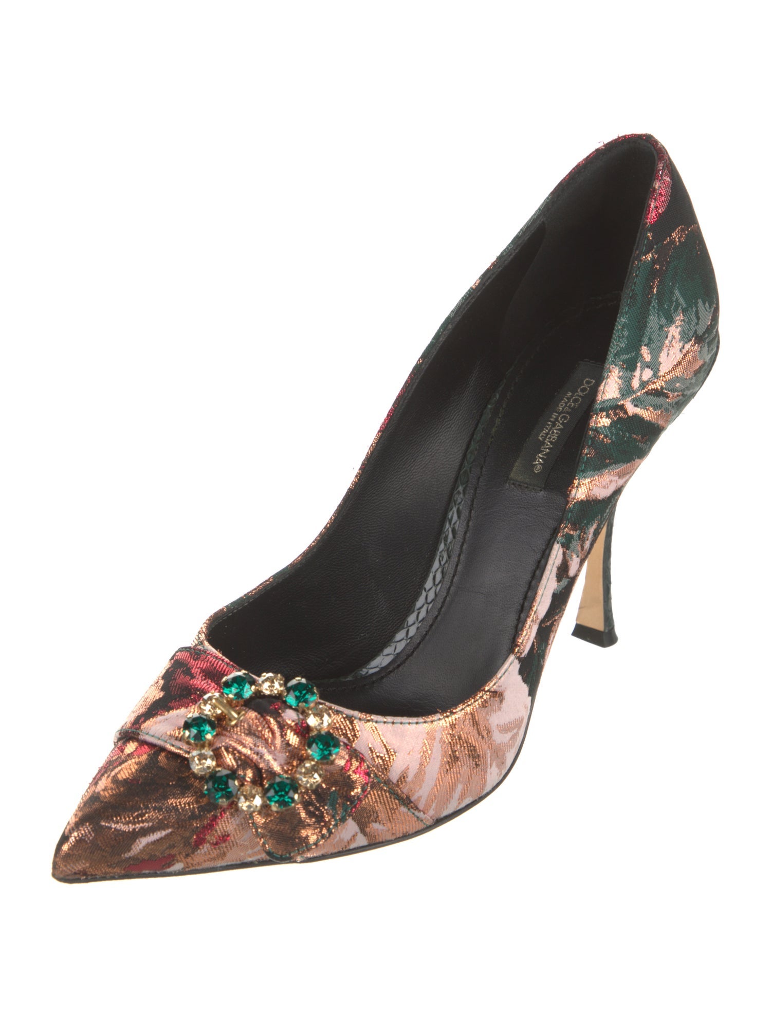 Dolce & Gabbana Floral Print Crystal Embellishments Pumps