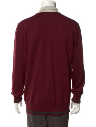 Dolce & Gabbana Virgin Wool Graphic Print Polo Sweater