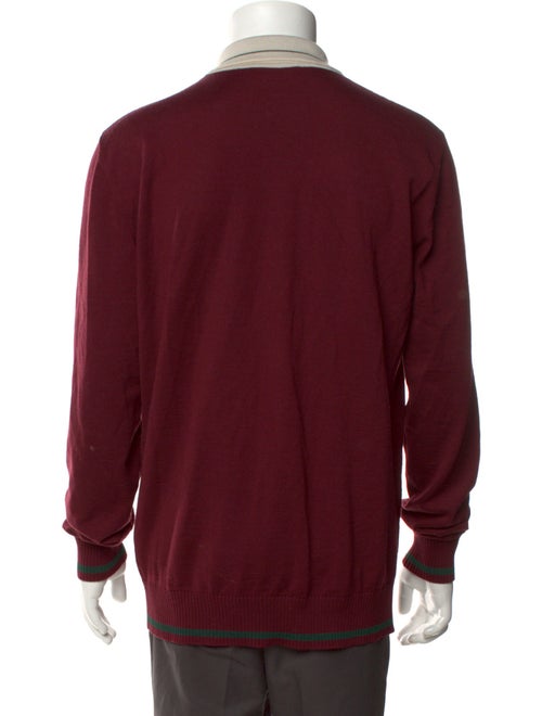 Dolce & Gabbana Virgin Wool Graphic Print Polo Sweater