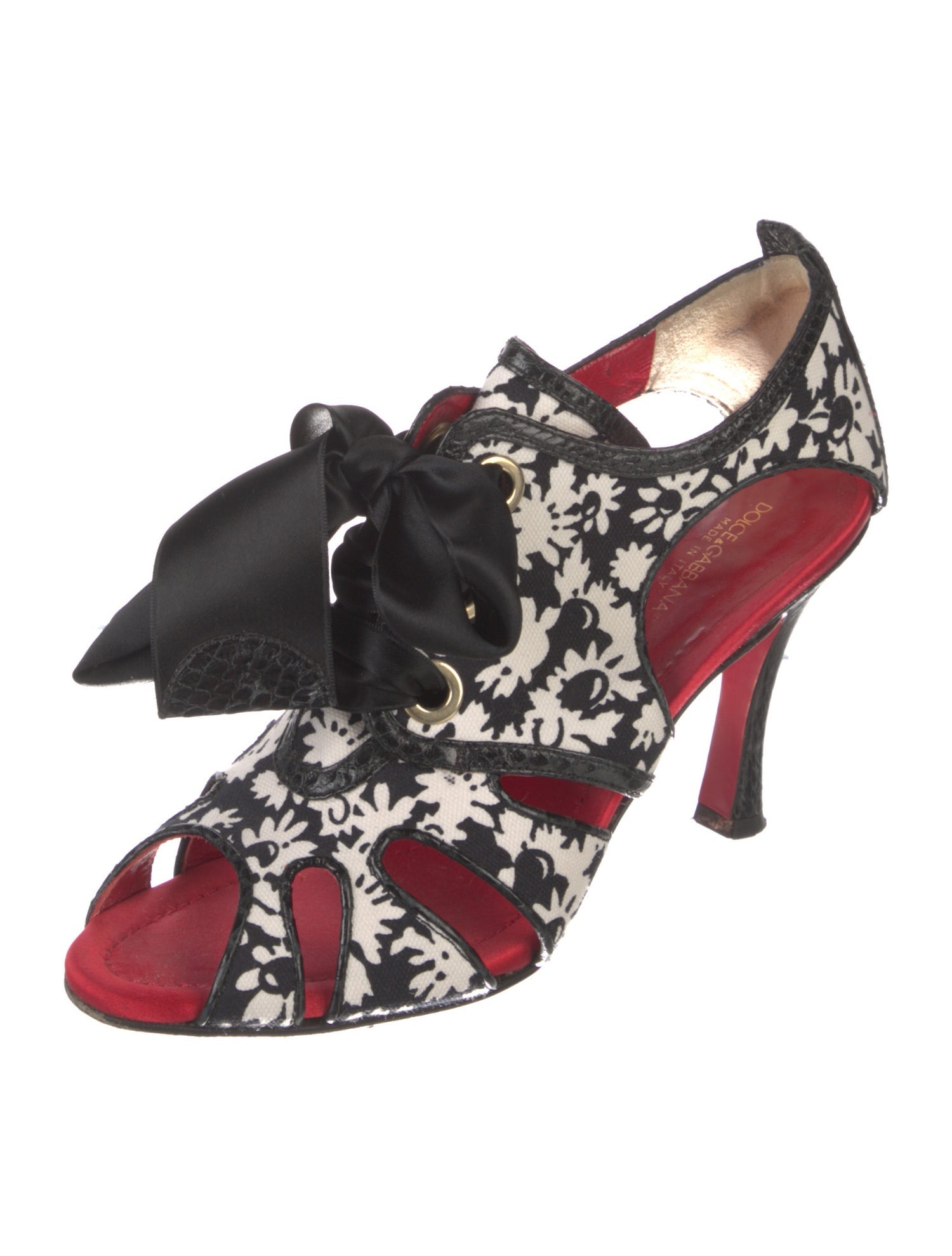 Dolce & Gabbana Canvas Floral Print D'Orsay Pumps