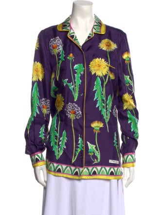 Dolce & Gabbana Silk Printed Button-Up Top