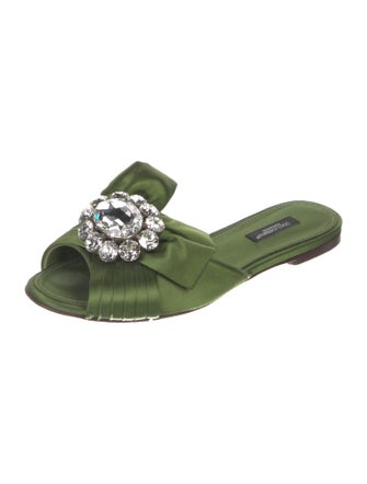 Dolce & Gabbana Satin Crystal Embellishments Slides