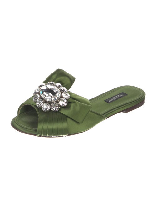 Dolce & Gabbana Satin Crystal Embellishments Slides