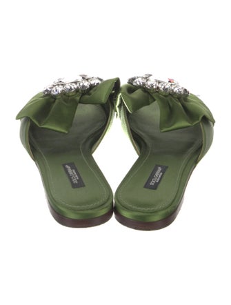 Dolce & Gabbana Satin Crystal Embellishments Slides