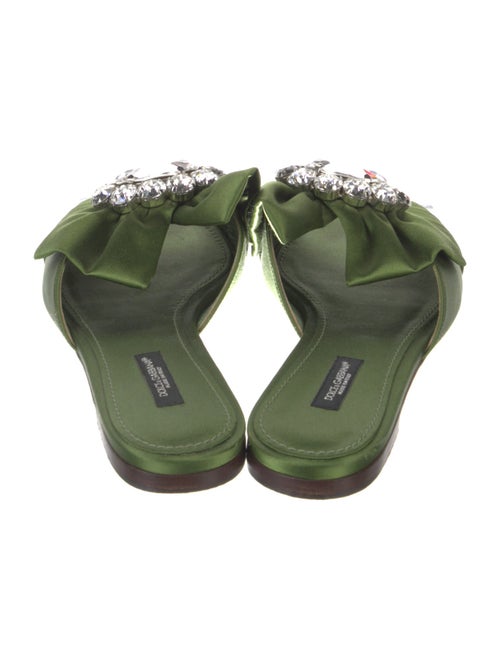 Dolce & Gabbana Satin Crystal Embellishments Slides