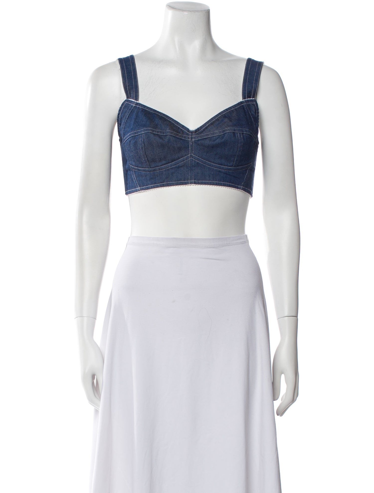 Dolce & Gabbana Square Neckline Sleeveless Crop Top