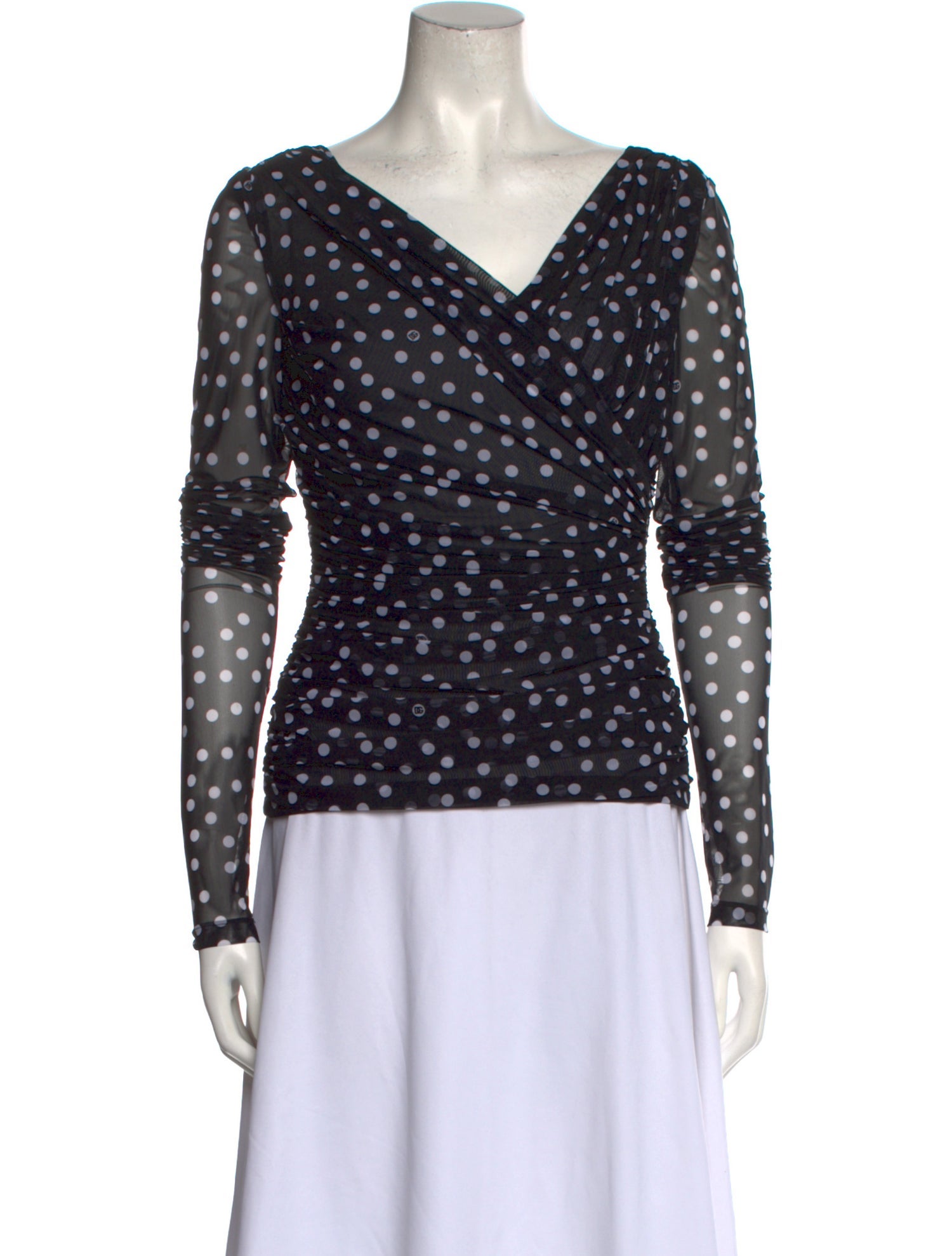 Dolce & Gabbana Polka Dot Print V-Neck Top