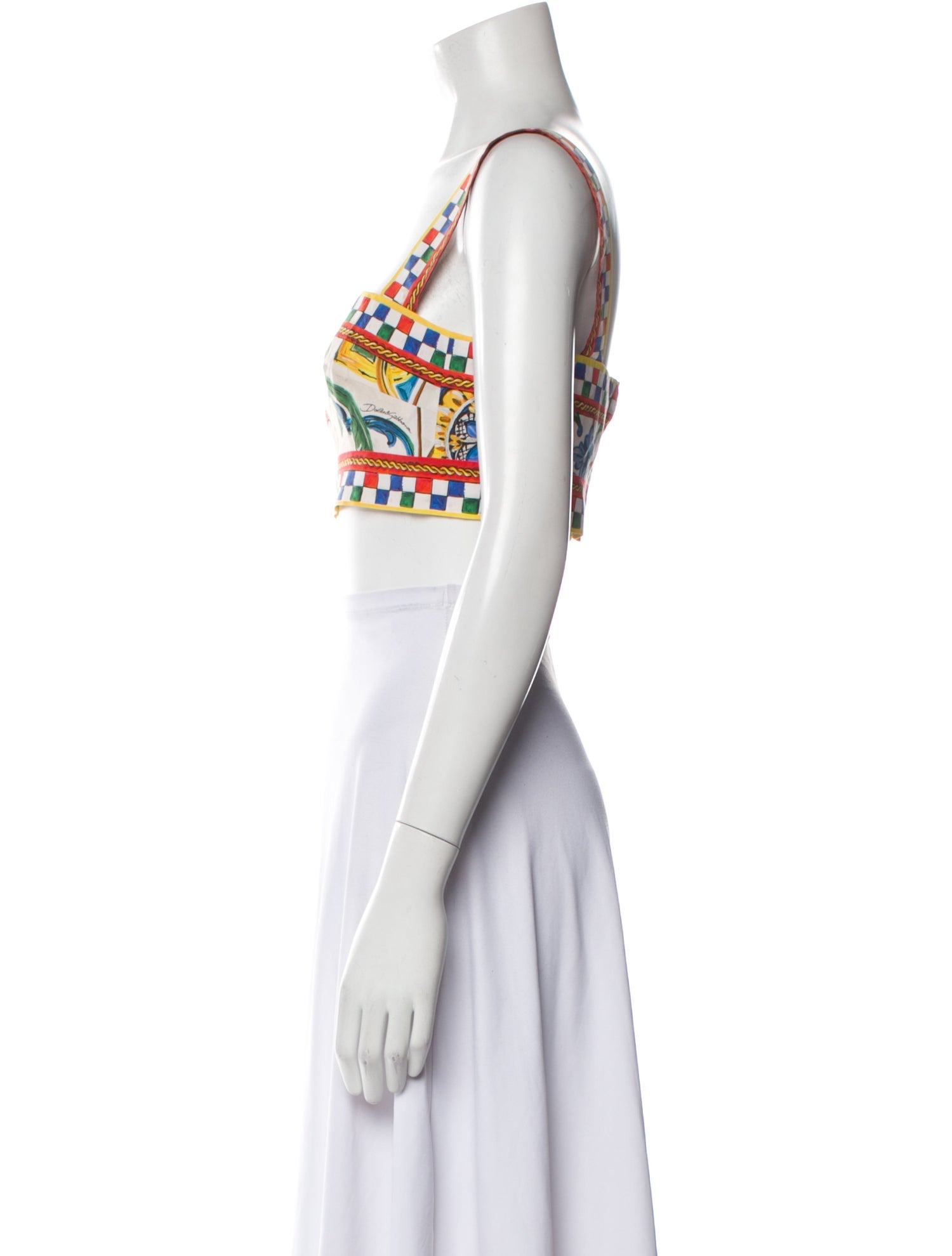 Dolce & Gabbana Printed Square Neckline Crop Top