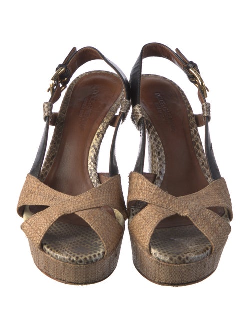 Dolce & Gabbana Raffia Animal Print Slingback Sandals