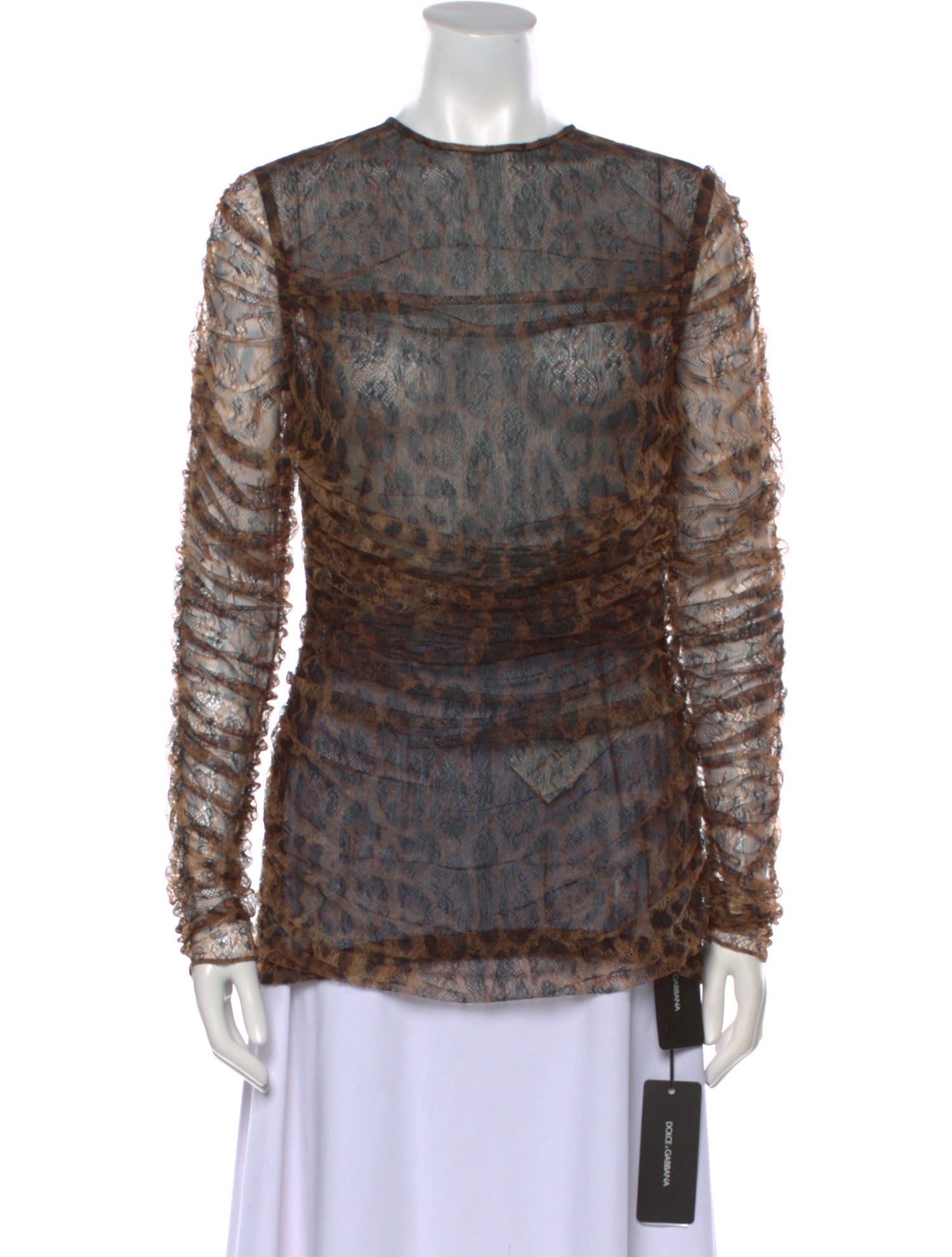 Dolce & Gabbana Animal Print Crew Neck Top