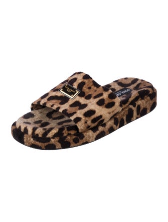 Dolce & Gabbana Terry Cloth Animal Print Slides