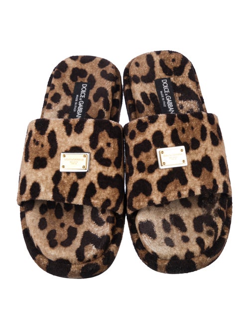 Dolce & Gabbana Terry Cloth Animal Print Slides