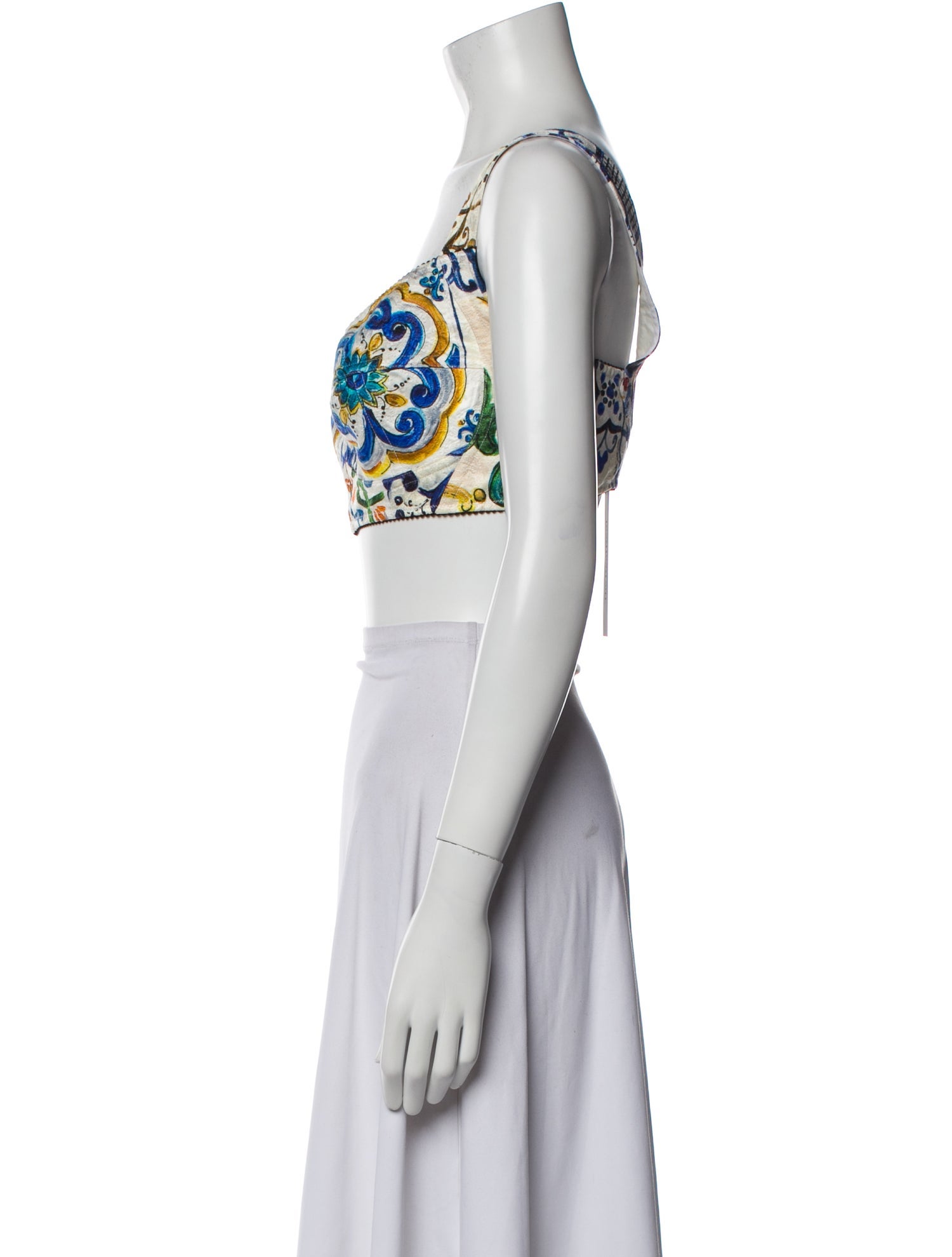 Dolce & Gabbana Printed V-Neck Crop Top