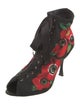 Dolce & Gabbana Satin Floral Print Lace-Up Boots