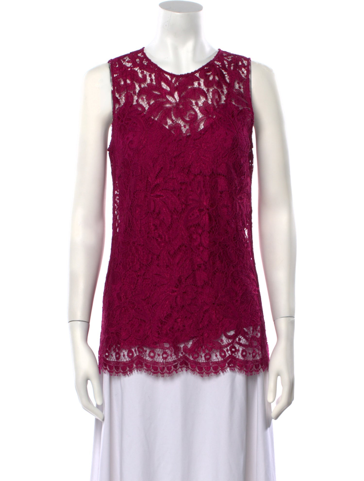 Dolce & Gabbana Lace Pattern Crew Neck Top