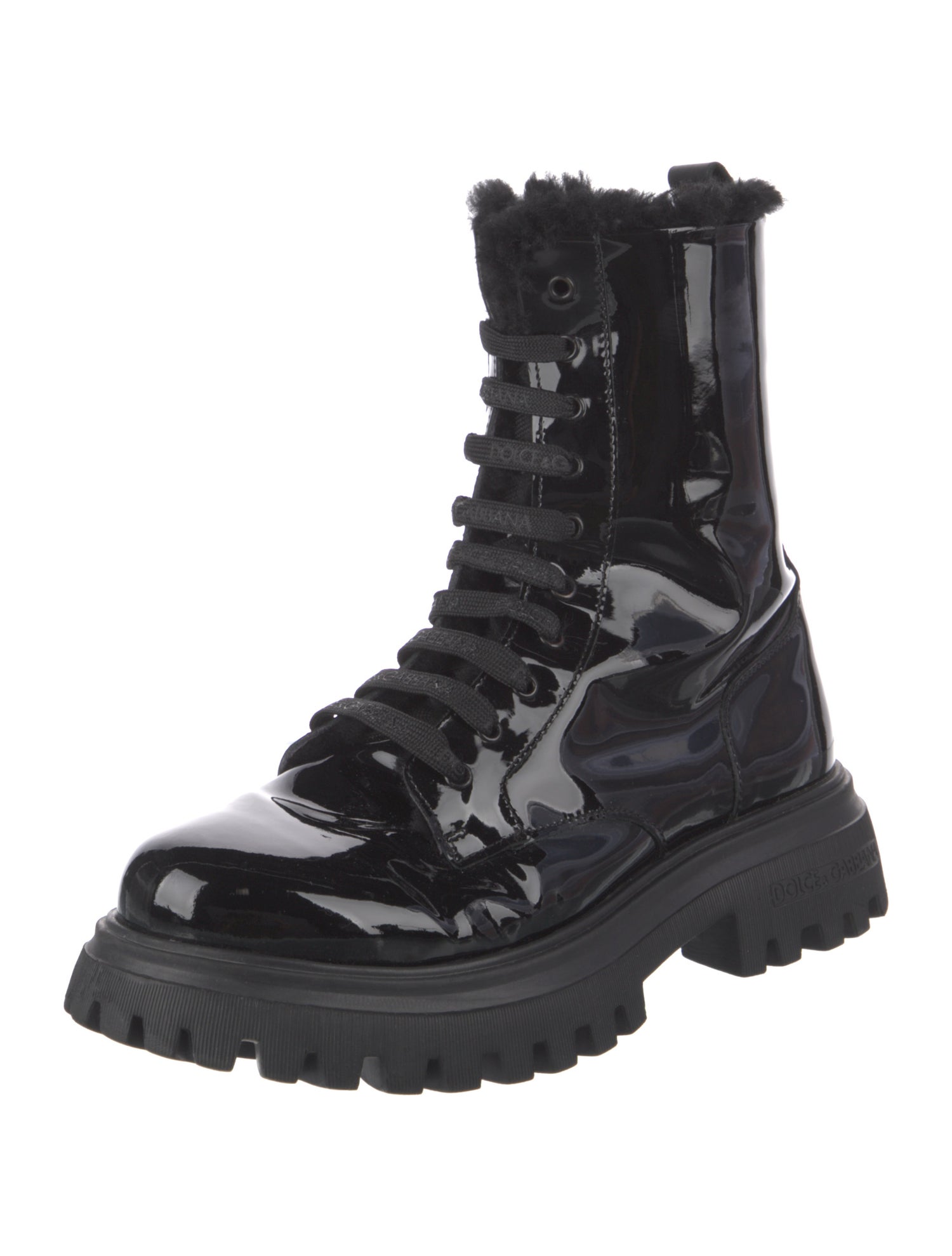 Dolce & Gabbana Patent Leather Combat Boots