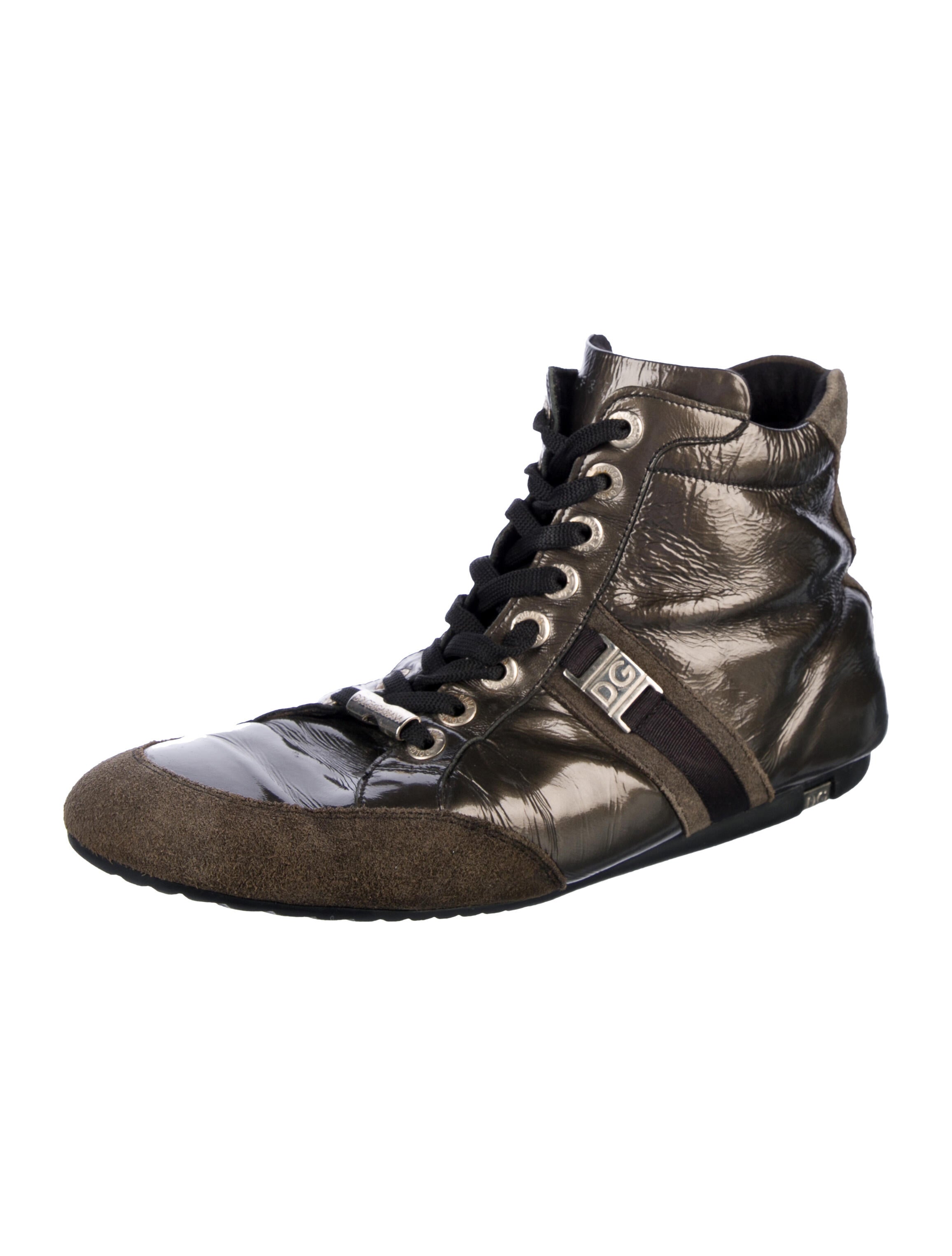 Dolce & Gabbana Patent Leather Printed Sneakers