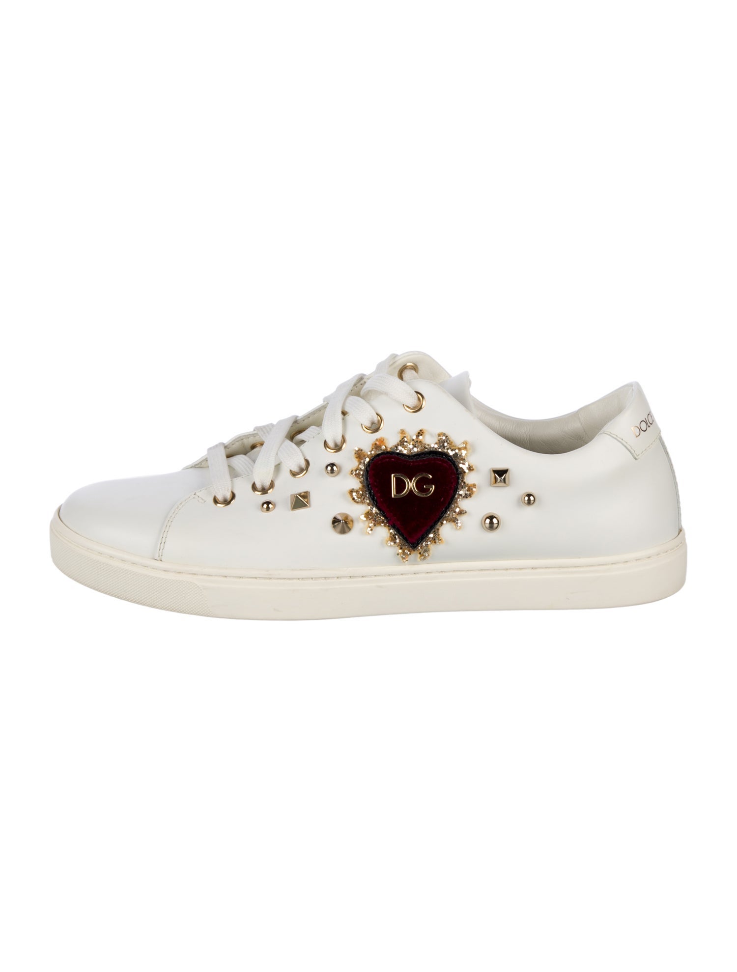 Dolce & Gabbana Sacred Heart Print Leather Sneakers