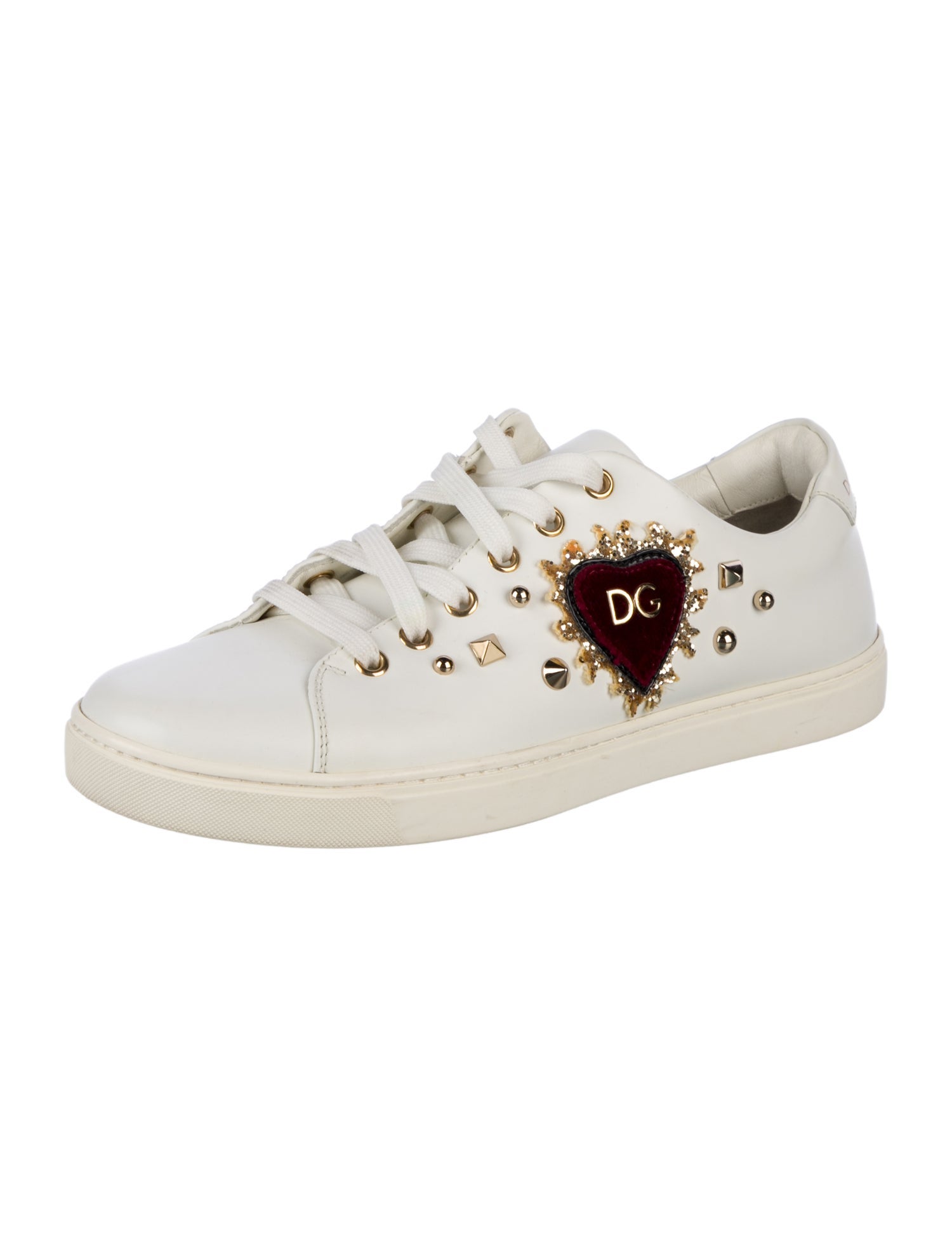 Dolce & Gabbana Sacred Heart Print Leather Sneakers