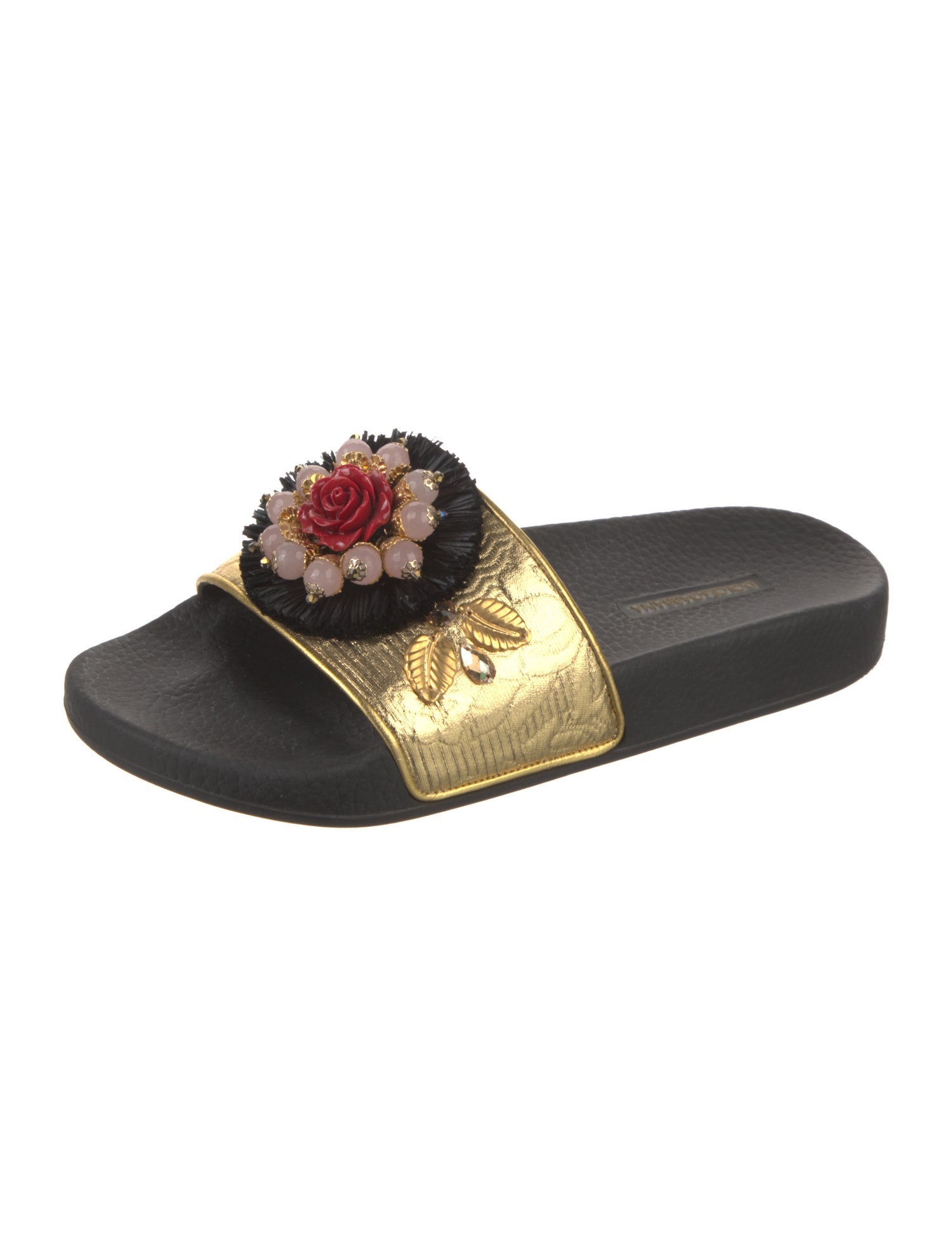 Dolce & Gabbana Leather Colorblock Pattern Slides