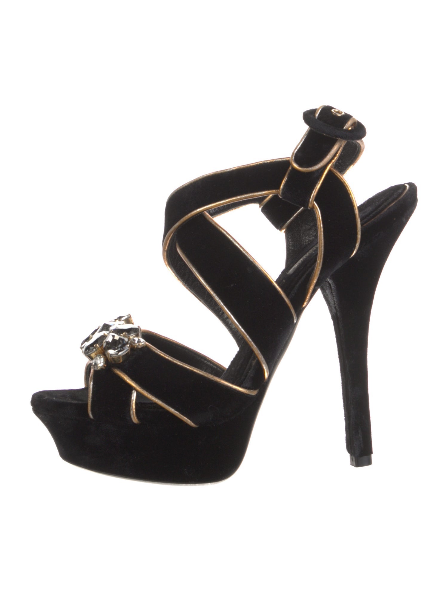 Dolce & Gabbana Velvet Crystal Embellishments Pumps