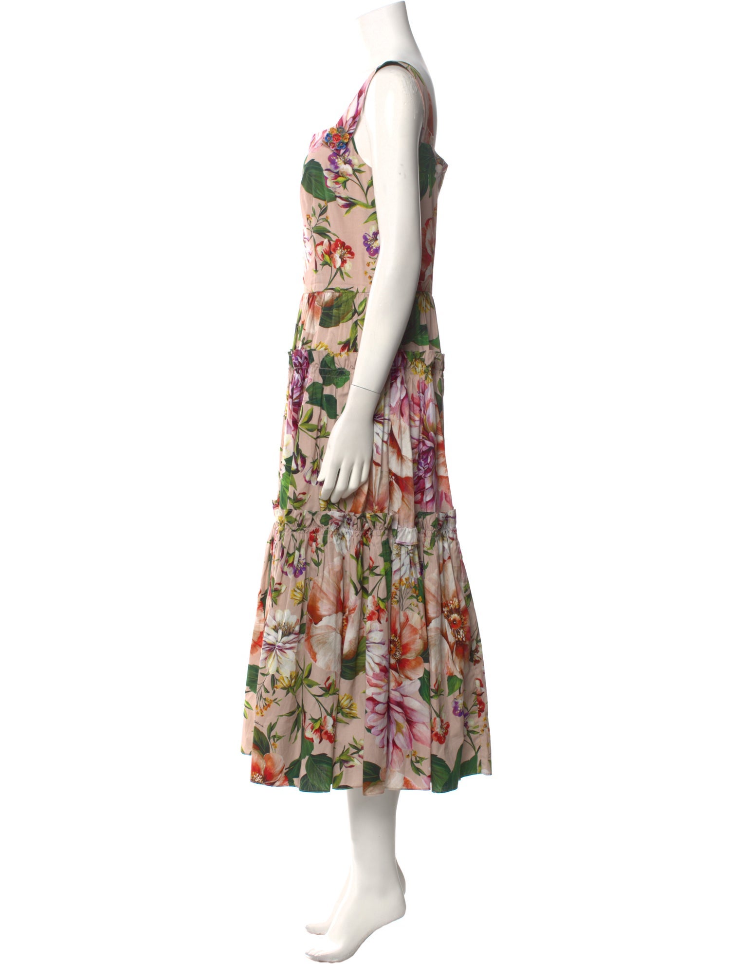 Dolce & Gabbana Floral Print Midi Length Dress