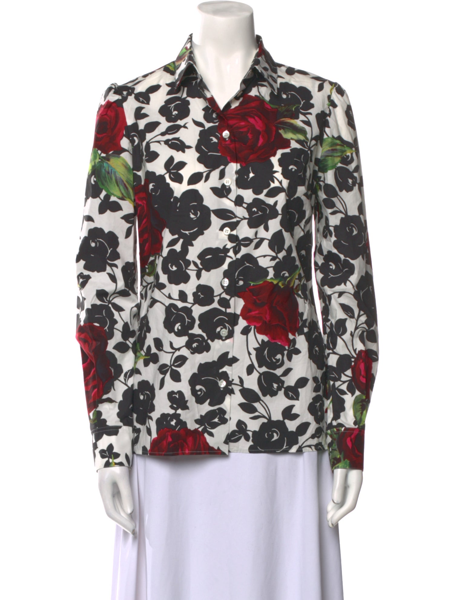 Dolce & Gabbana Floral Print Long Sleeve Button-Up Top