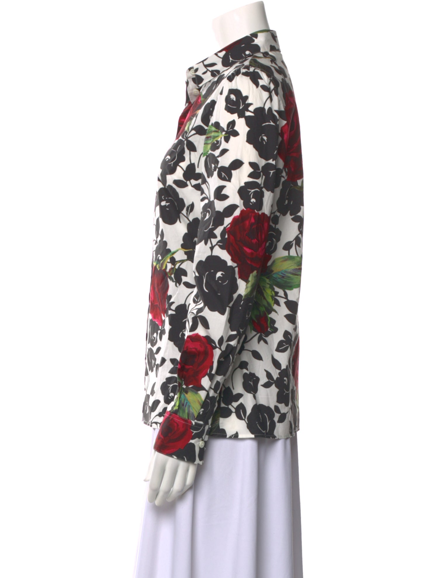 Dolce & Gabbana Floral Print Long Sleeve Button-Up Top