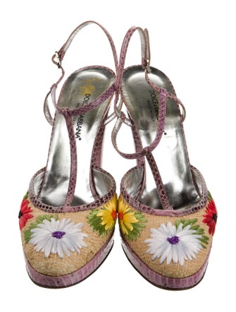 Dolce & Gabbana Printed T-Strap Pumps