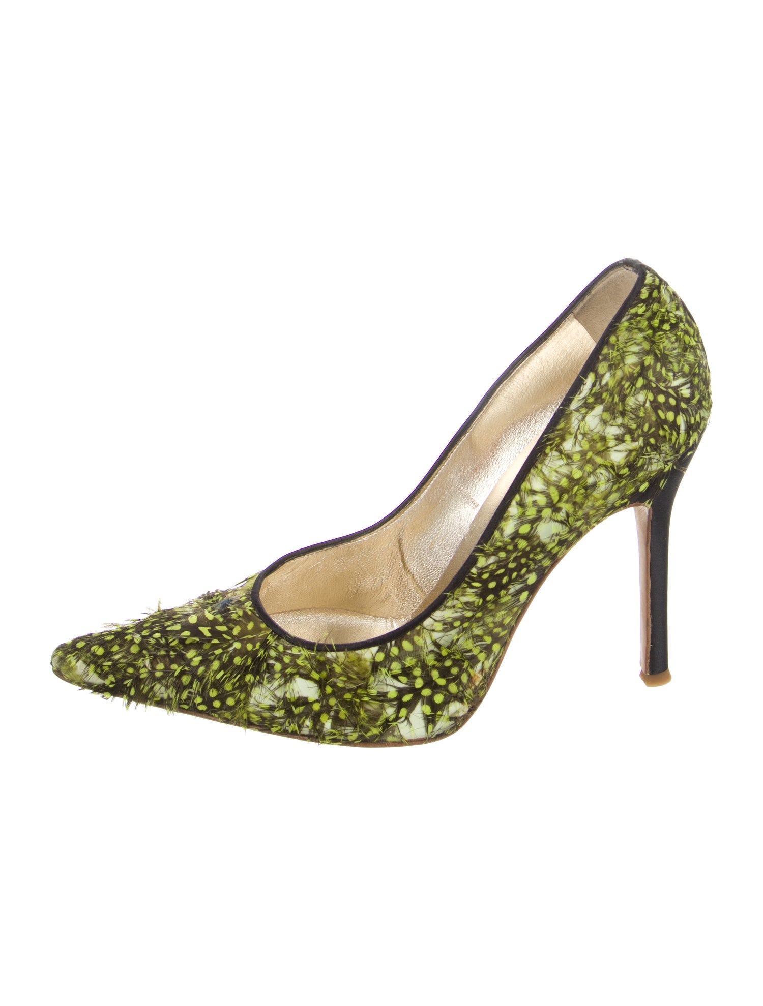 Dolce & Gabbana Polka Dot Print Feather Trim Pumps