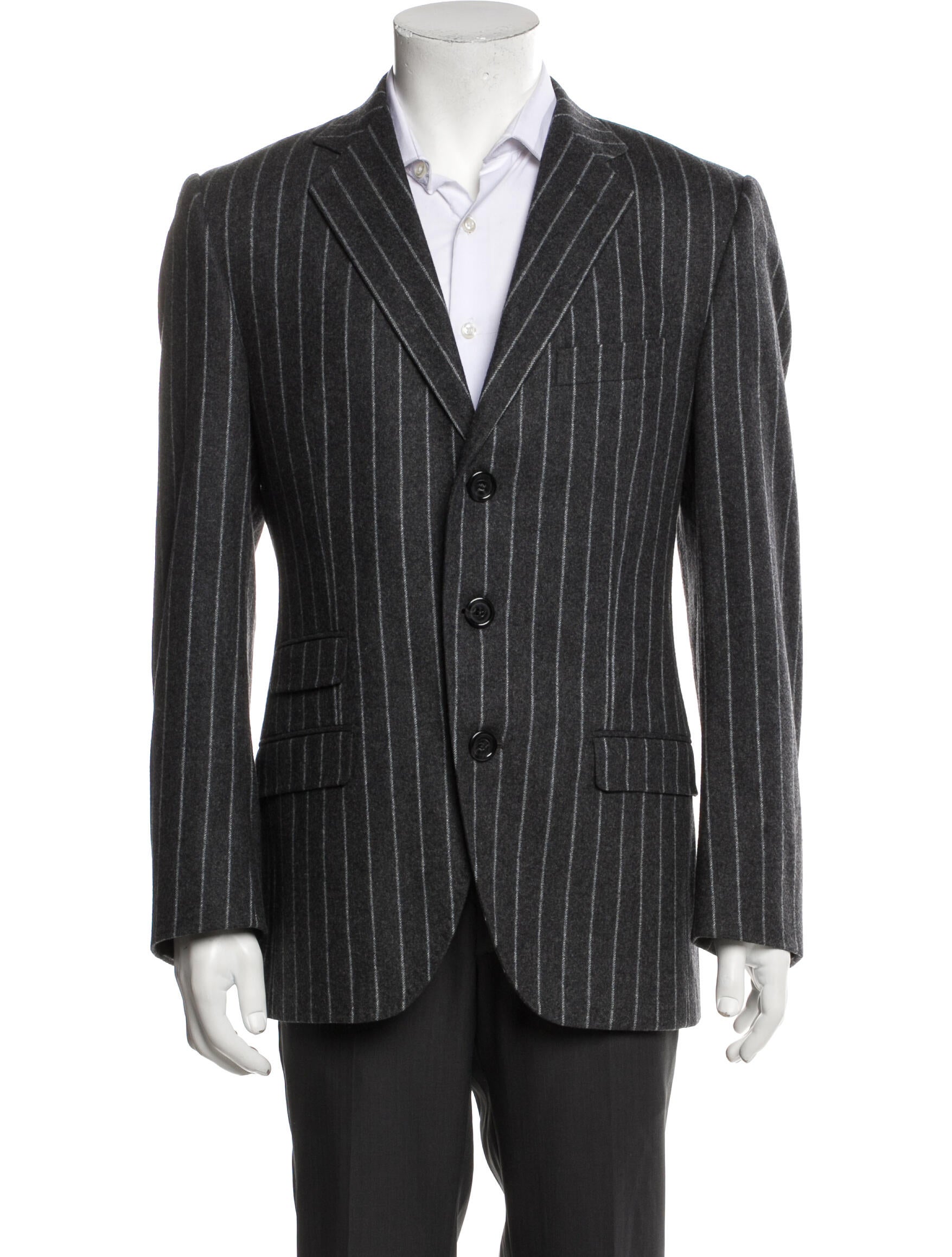 Dolce & Gabbana Virgin Wool Striped Peacoat