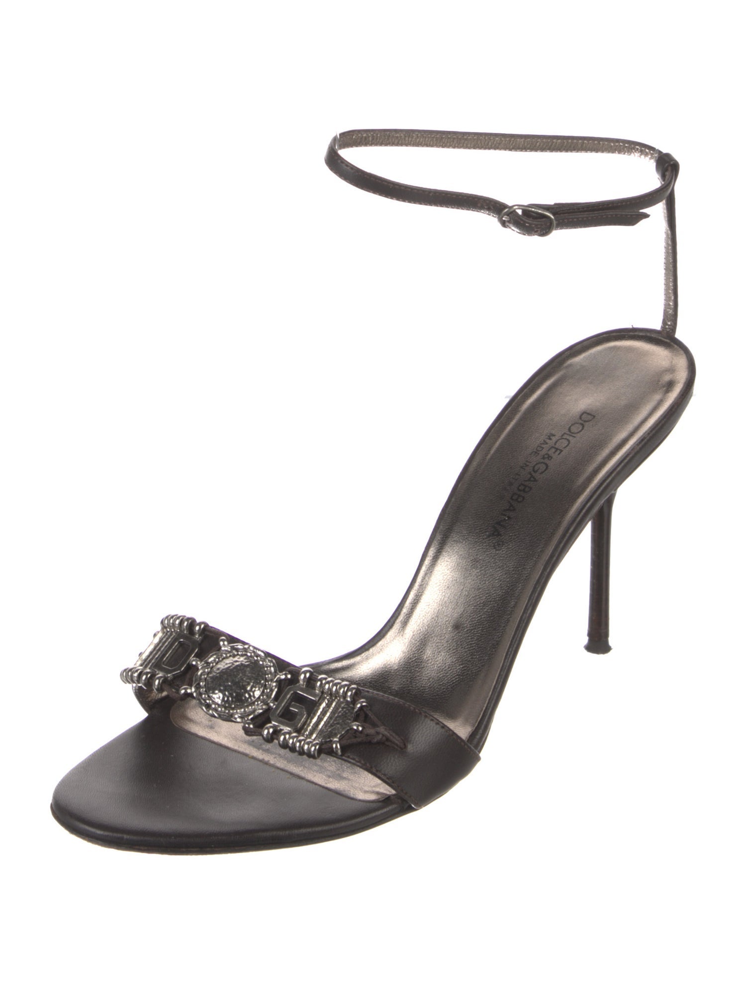 Dolce & Gabbana Leather Crystal Embellishments Sandals
