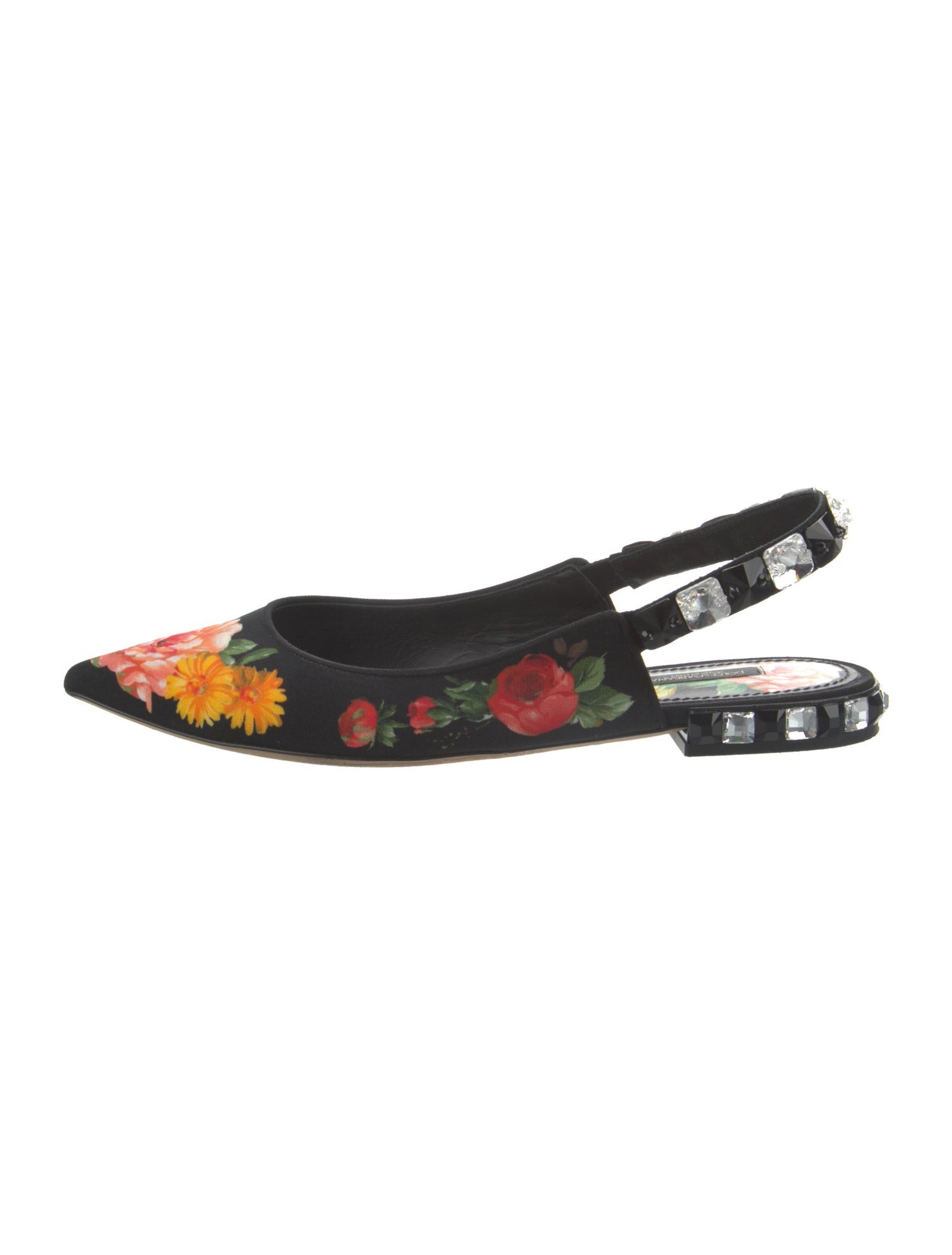 Dolce & Gabbana Canvas Floral Print Slingback Flats