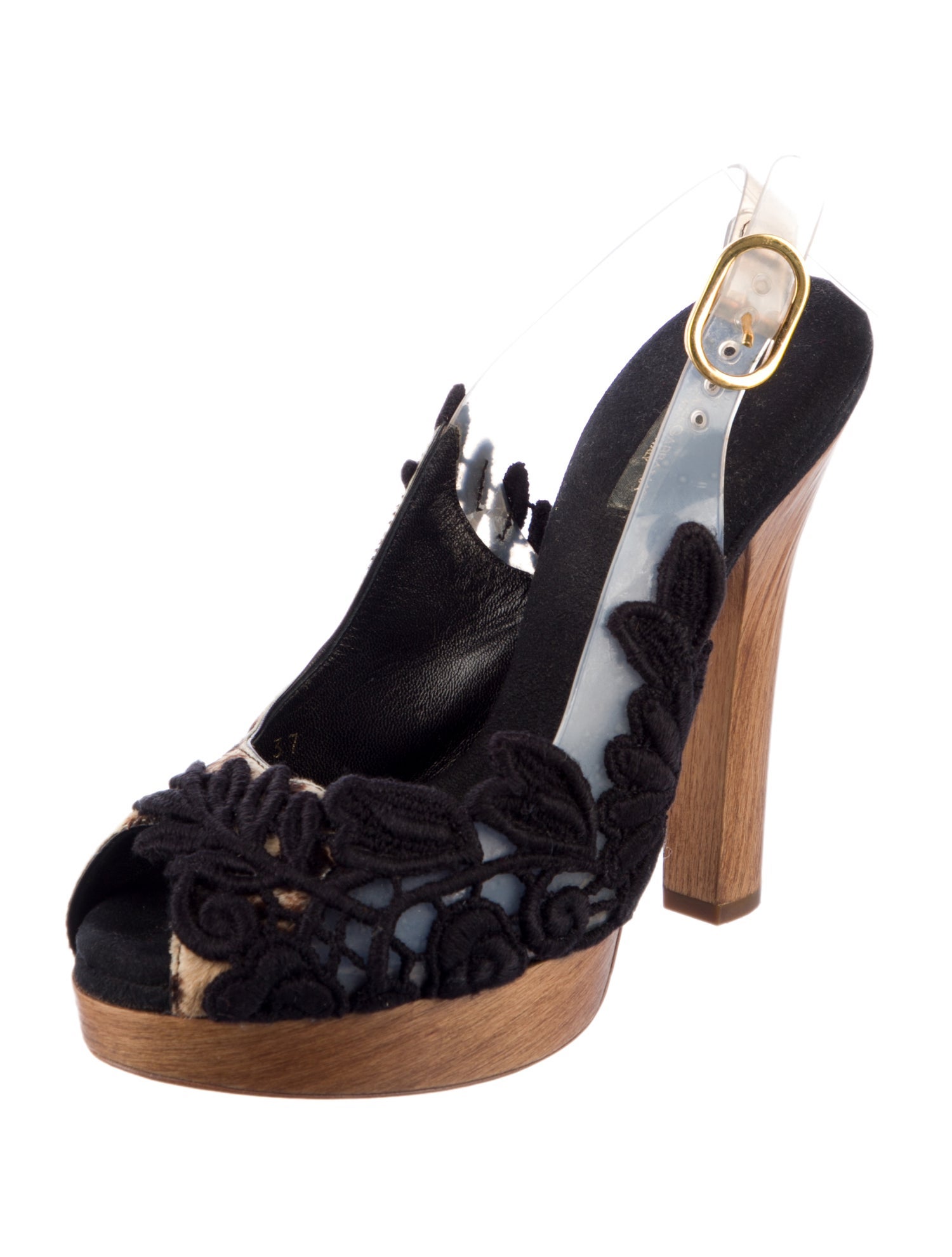 Dolce & Gabbana PVC Embroidered Accent Slingback Pumps
