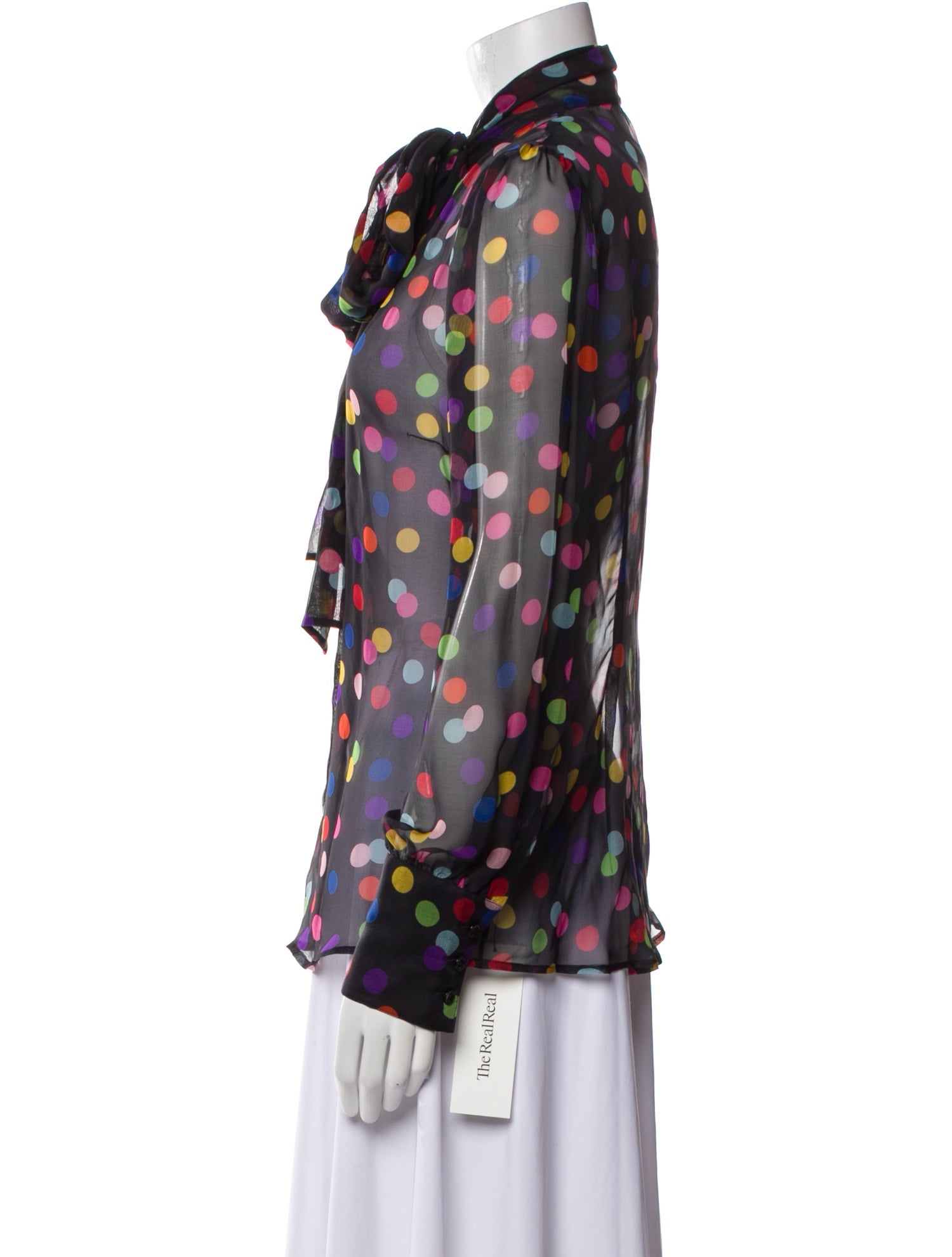 D&G Silk Polka Dot Print Button-Up Top