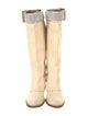 Dolce & Gabbana Canvas Crystal Embellishments Riding Boots