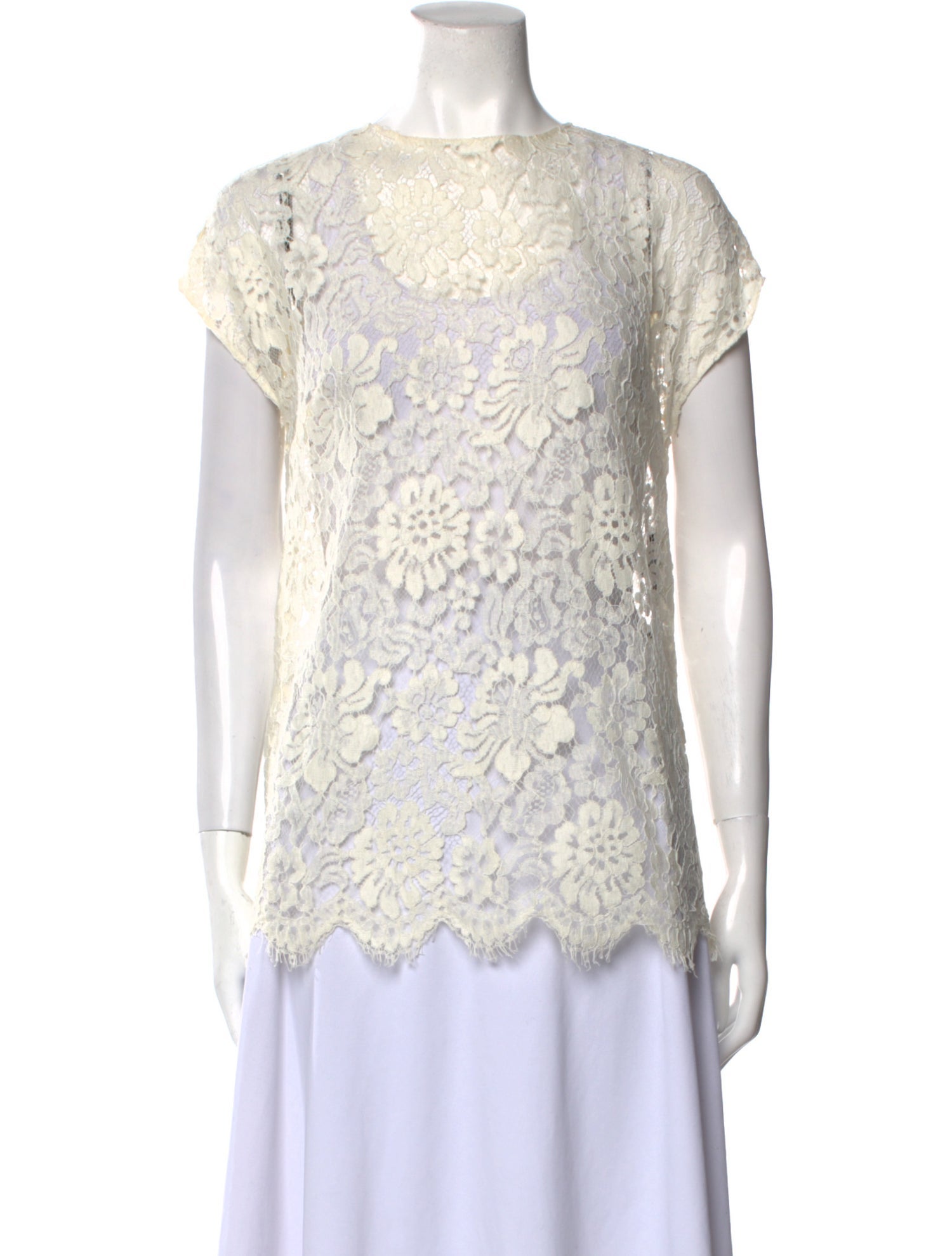Dolce & Gabbana Lace Pattern Bateau Neckline Blouse