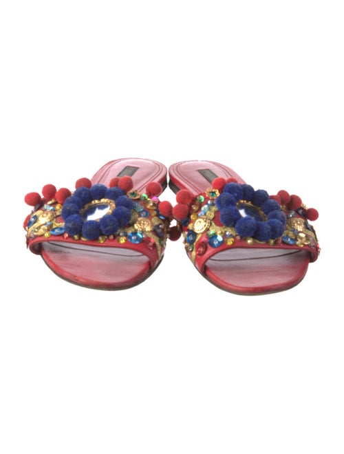 Dolce & Gabbana Leather Printed Slides