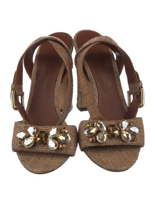 Dolce & Gabbana Raffia Crystal Embellishments Sandals