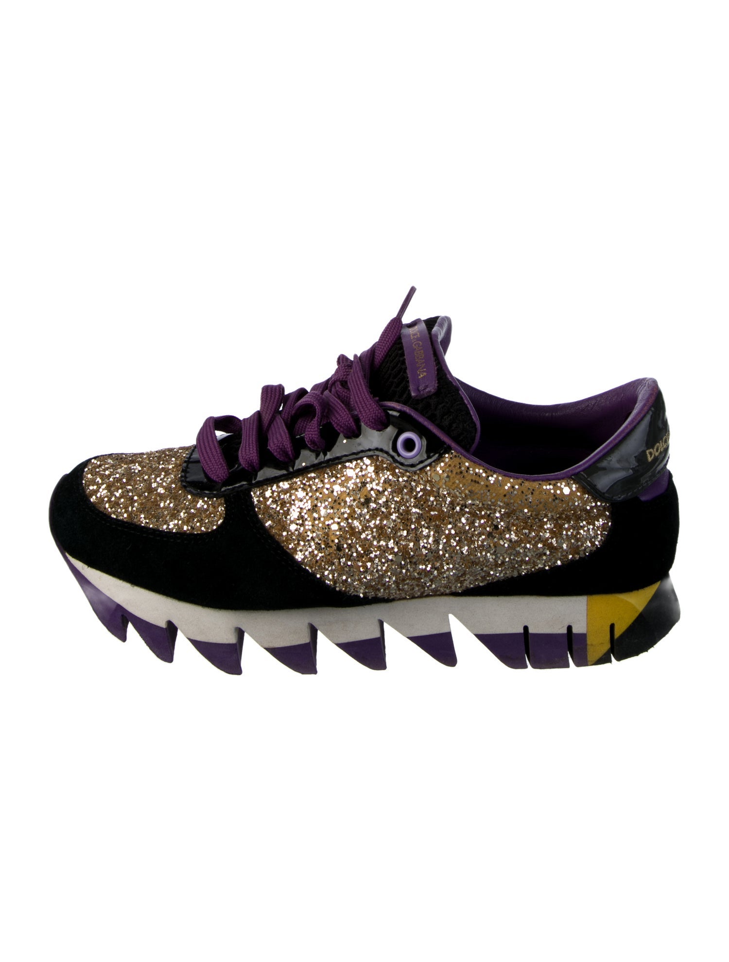 Dolce & Gabbana Glitter Colorblock Pattern Sneakers