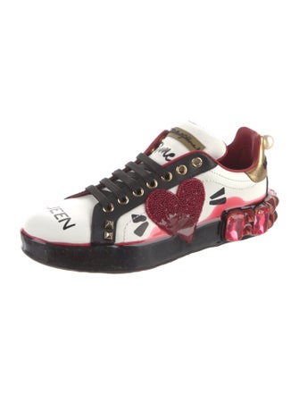 Dolce & Gabbana Leather Printed Sneakers