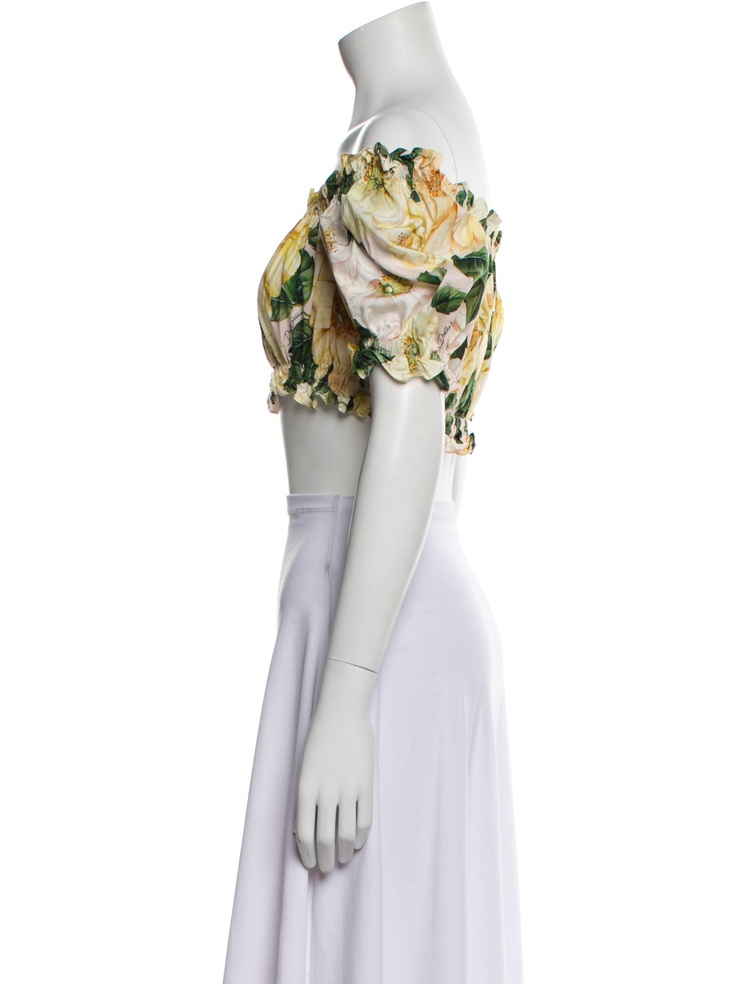 Dolce & Gabbana Floral Print Off-The-Shoulder Crop Top