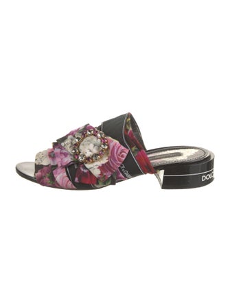 Dolce & Gabbana Satin Floral Print Slides